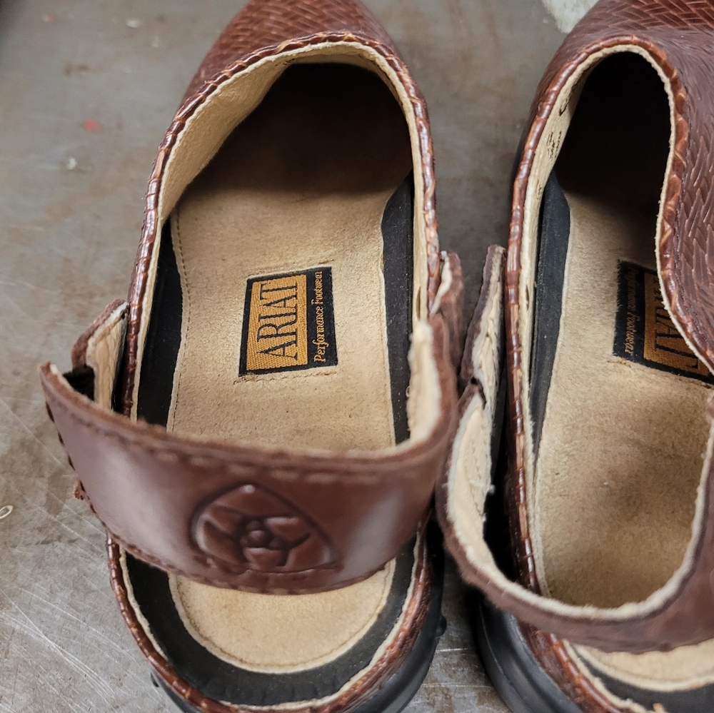 Ariat Women’s Size 6 Woven Brown Leather Slides Mules Strap Style 94024 - Picture 6 of 10